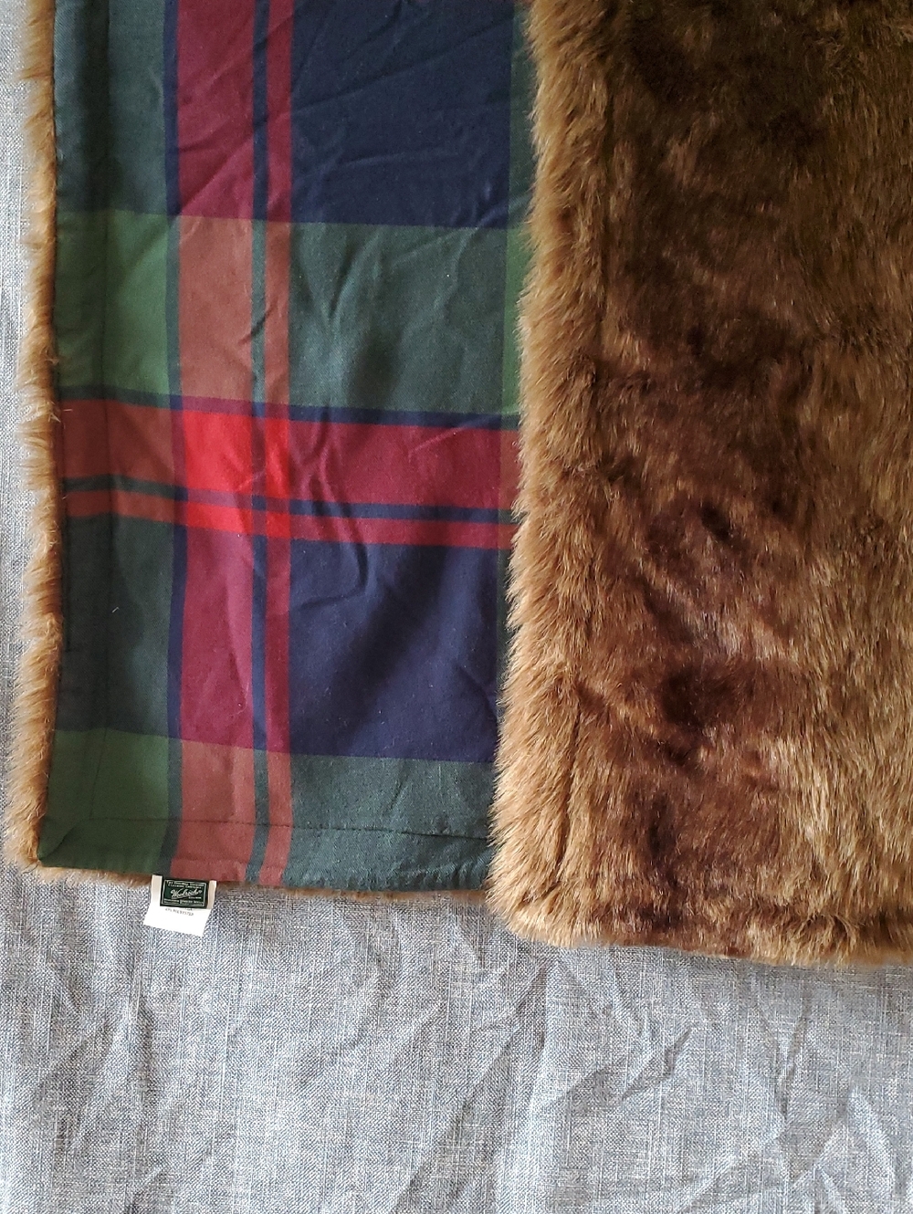 Woolrich Faux Fur And Flannel Throw Blanket
